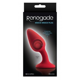 Красная анальная пробка со смещенным центром тяжести Renegade Knock Knock Plug - 11,9 см.